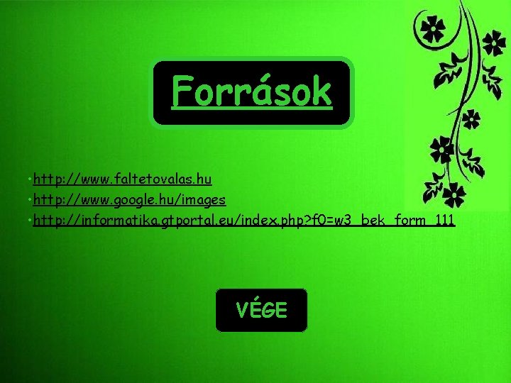 Források • http: //www. faltetovalas. hu • http: //www. google. hu/images • http: //informatika.