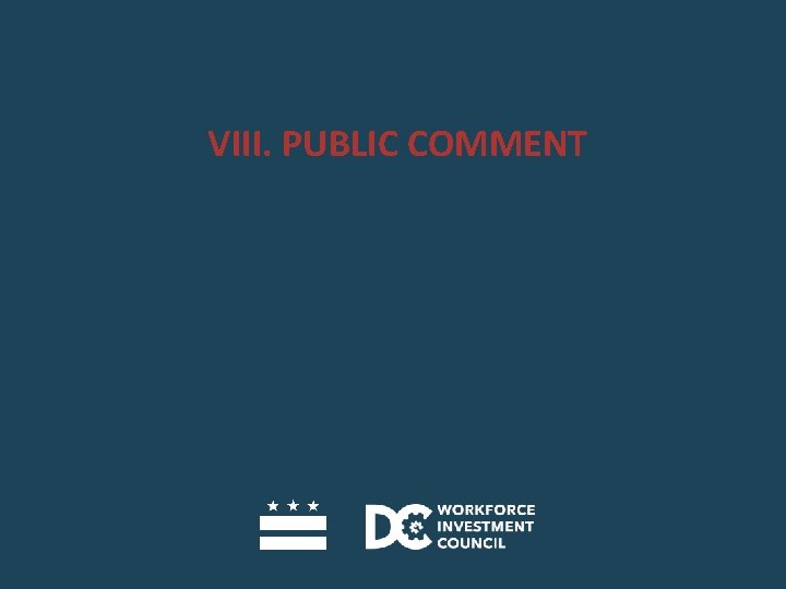 VIII. PUBLIC COMMENT 