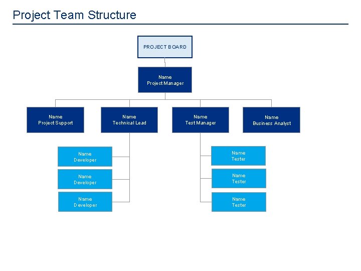 Project Team Structure PROJECT BOARD Name Project Manager Name Technical Lead Name Project Support