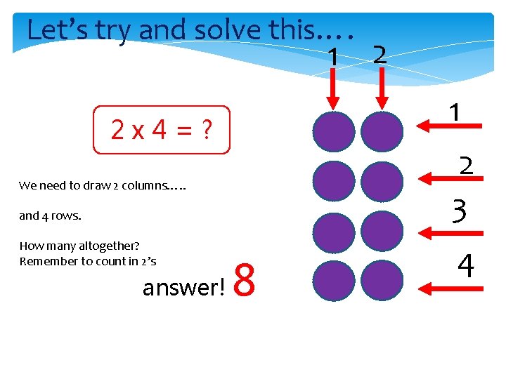 Let’s try and solve this…. 1 2 x 4=? 2 3 We need to