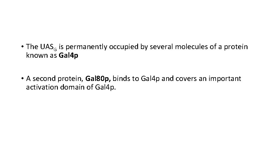  • The UASG is permanently occupied by several molecules of a protein known