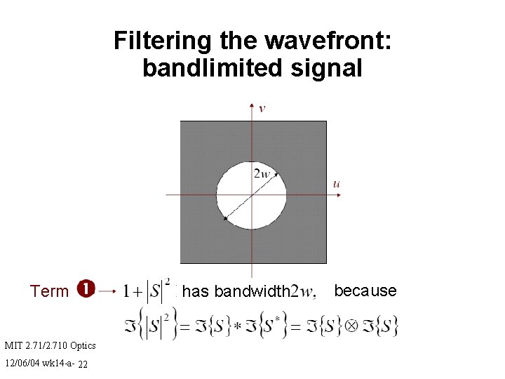 Filtering the wavefront: bandlimited signal Term MIT 2. 71/2. 710 Optics 12/06/04 wk 14