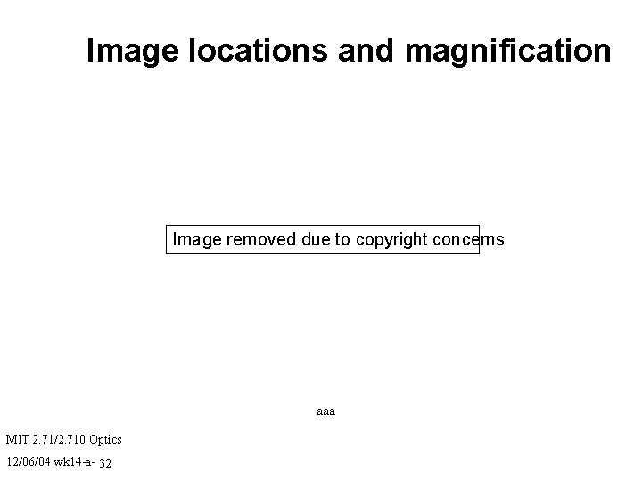 Image locations and magnification Image removed due to copyright concerns aaa MIT 2. 71/2.