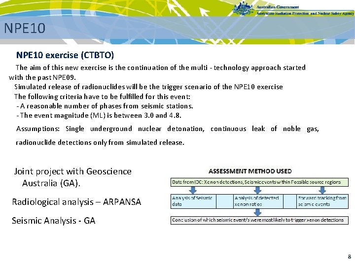 NPE 10 exercise (CTBTO) The aim of this new exercise is the continuation of