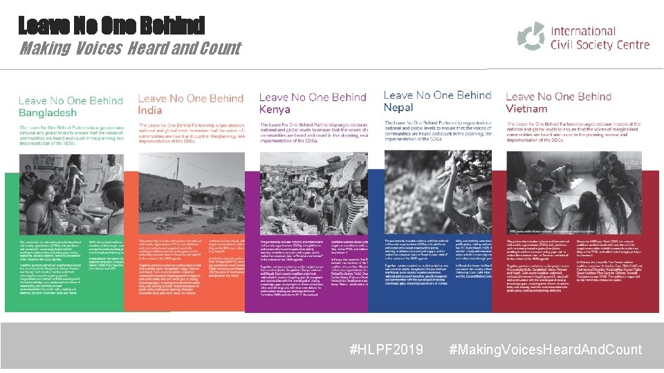 Leave No One Behind Making Voices Heard and Count #HLPF 2019 #Making. Voices. Heard.