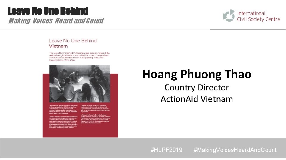 Leave No One Behind Making Voices Heard and Count Hoang Phuong Thao Country Director