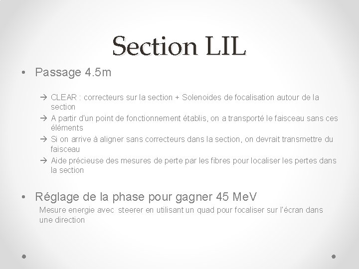Section LIL • Passage 4. 5 m CLEAR : correcteurs sur la section +