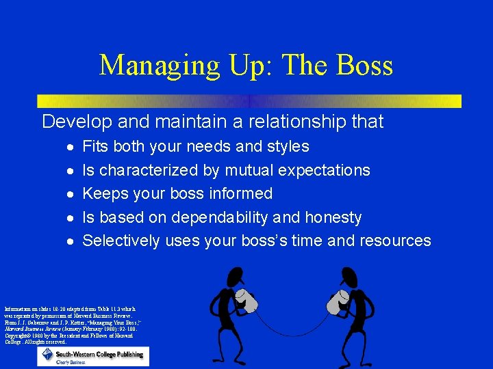 Managing Up: The Boss Develop and maintain a relationship that · · · Fits