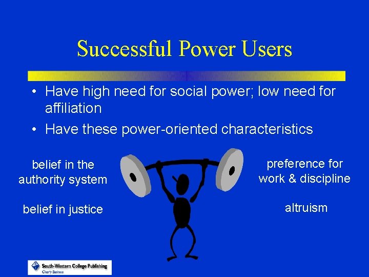 Successful Power Users • Have high need for social power; low need for affiliation