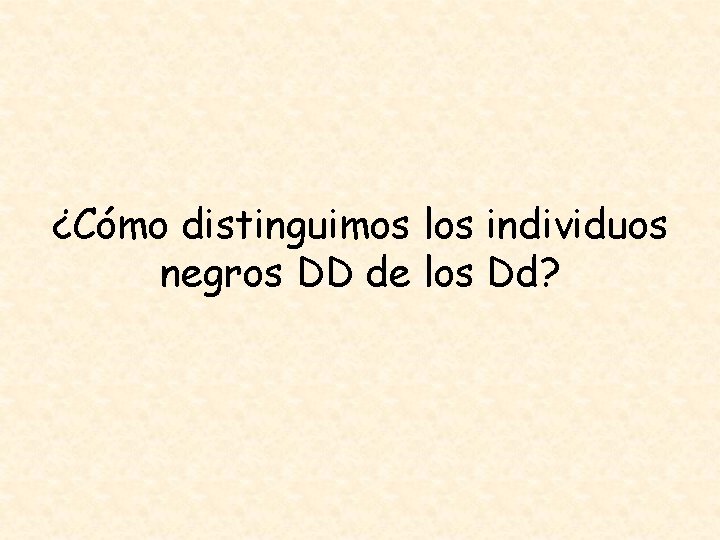 ¿Cómo distinguimos los individuos negros DD de los Dd? 