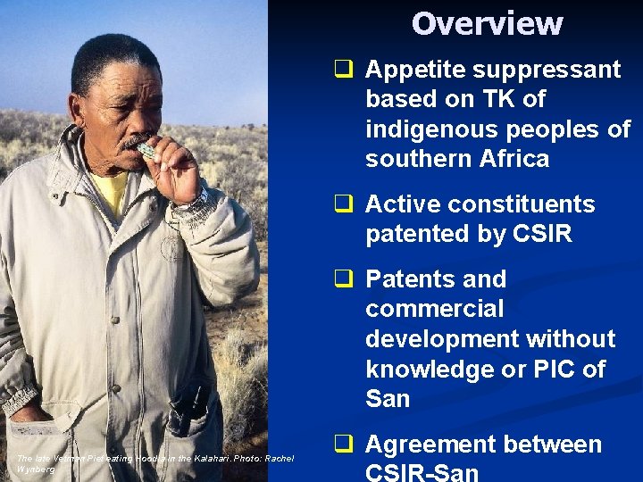 Overview q Appetite suppressant based on TK of indigenous peoples of southern Africa q