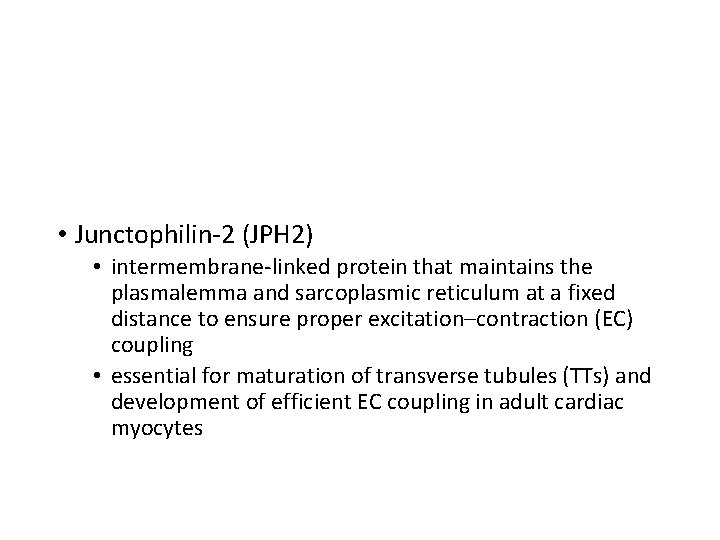  • Junctophilin-2 (JPH 2) • intermembrane-linked protein that maintains the plasmalemma and sarcoplasmic