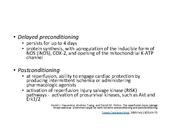  • Delayed preconditioning • persists for up to 4 days • protein synthesis,