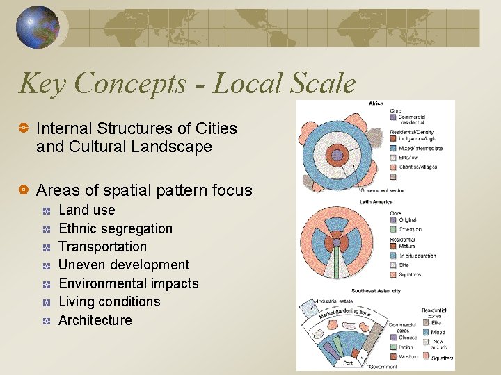 Key Concepts - Local Scale Internal Structures of Cities and Cultural Landscape Areas of