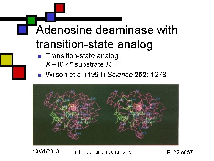 Adenosine deaminase with transition-state analog n n Transition-state analog: Ki~10 -8 * substrate Km