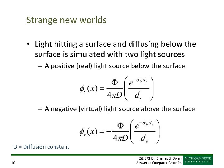Strange new worlds • Light hitting a surface and diffusing below the surface is