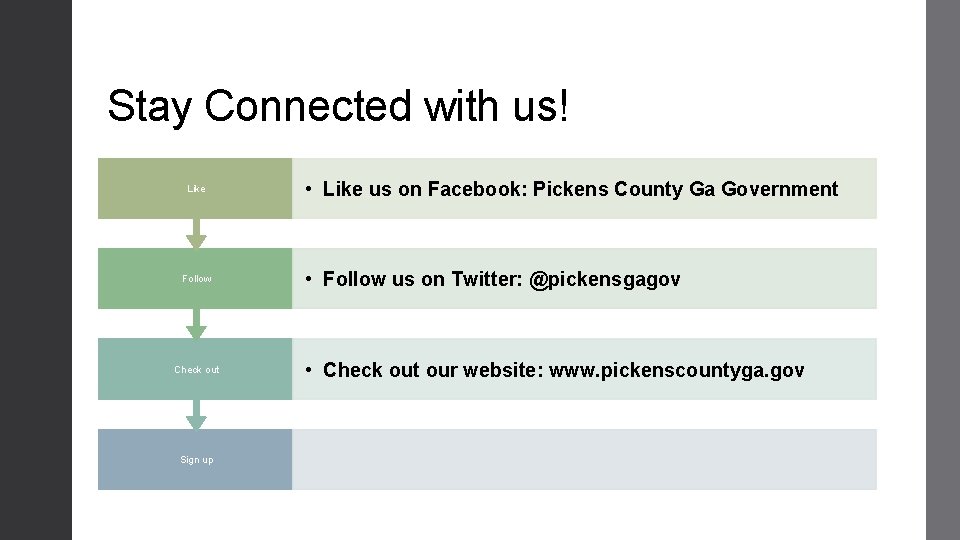 Stay Connected with us! Like Follow Check out Sign up • Like us on