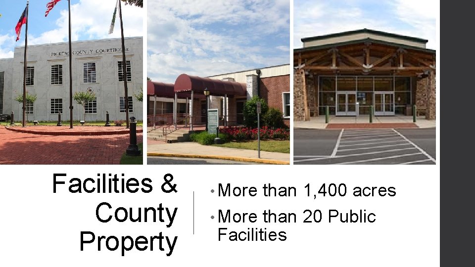 Facilities & County Property • More than 1, 400 acres • More than 20