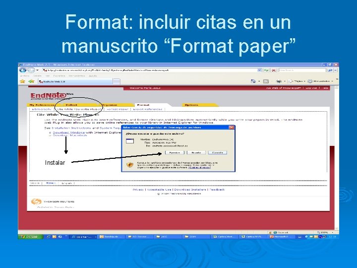 Format: incluir citas en un manuscrito “Format paper” Instalar 