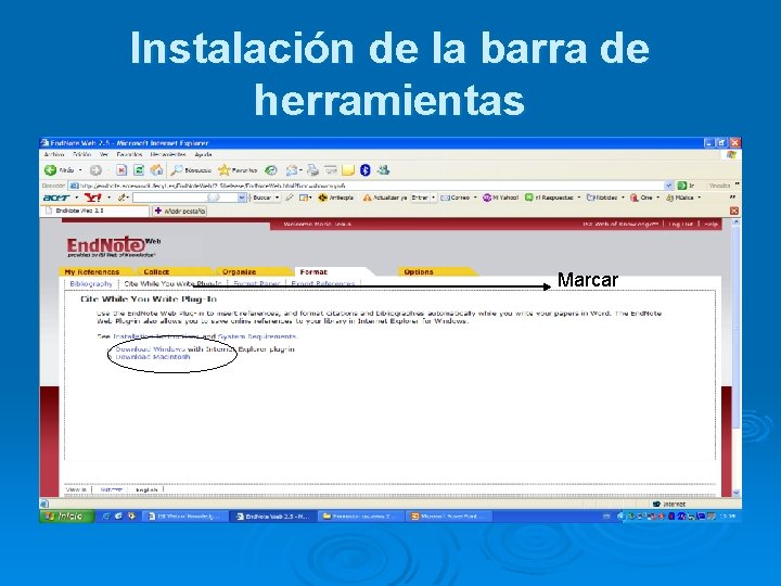 Instalación de la barra de herramientas Marcar 