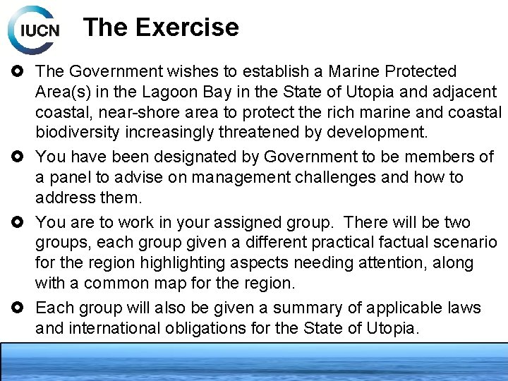 The Exercise The Government wishes to establish a Marine Protected Area(s) in the Lagoon