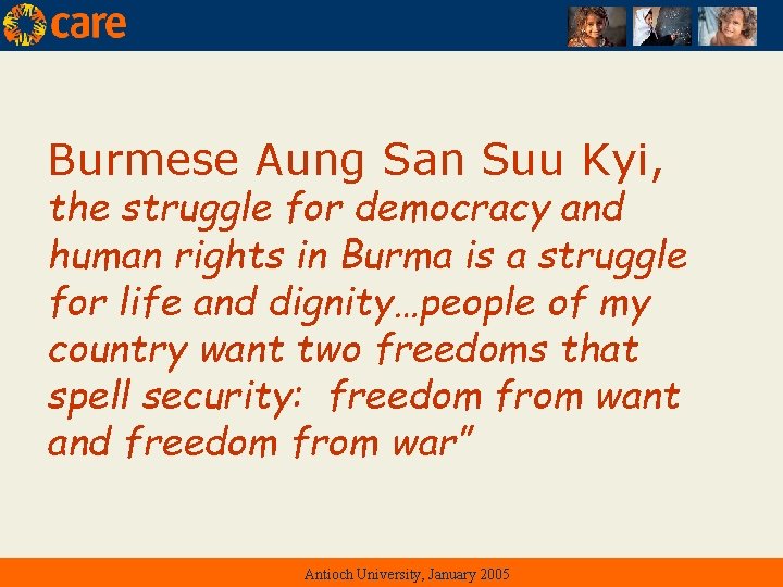 Burmese Aung San Suu Kyi, the struggle for democracy and human rights in Burma