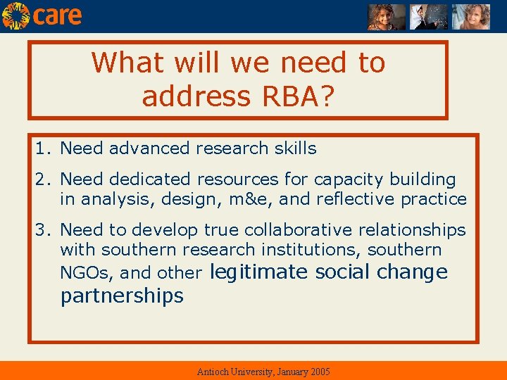 What will we need to address RBA? 1. Need advanced research skills 2. Need