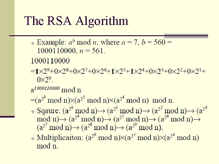 The RSA Algorithm 