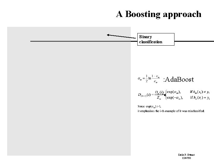 A Boosting approach Binary classification : Ada. Boost Carla P. Gomes CS 4700 