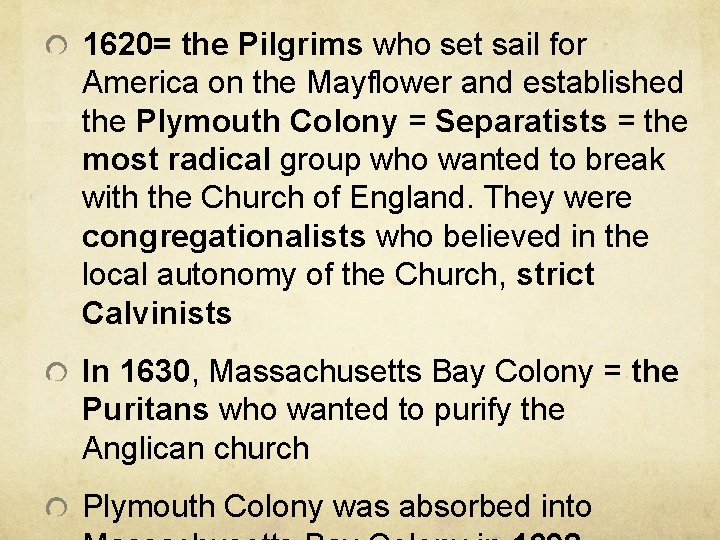 1620= the Pilgrims who set sail for America on the Mayflower and established the