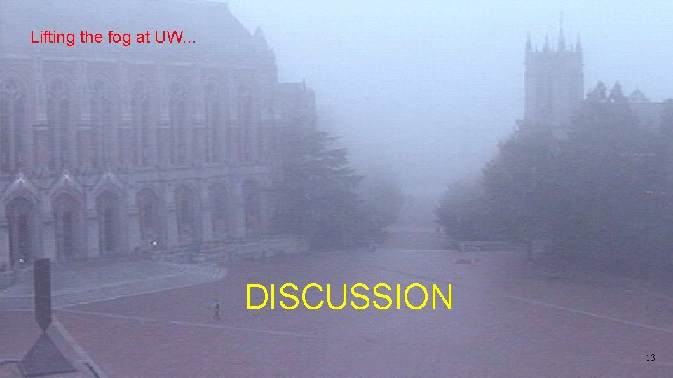 Lifting the fog at UW. . . DISCUSSION 13 