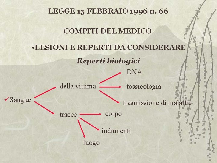 LEGGE 15 FEBBRAIO 1996 n. 66 COMPITI DEL MEDICO • LESIONI E REPERTI DA