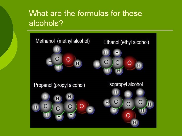 What are the formulas for these alcohols? 