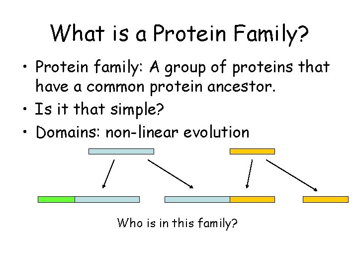 What is a Protein Family? • Protein family: A group of proteins that have
