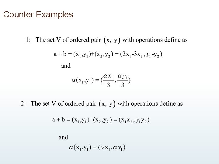 Counter Examples Counter Examples