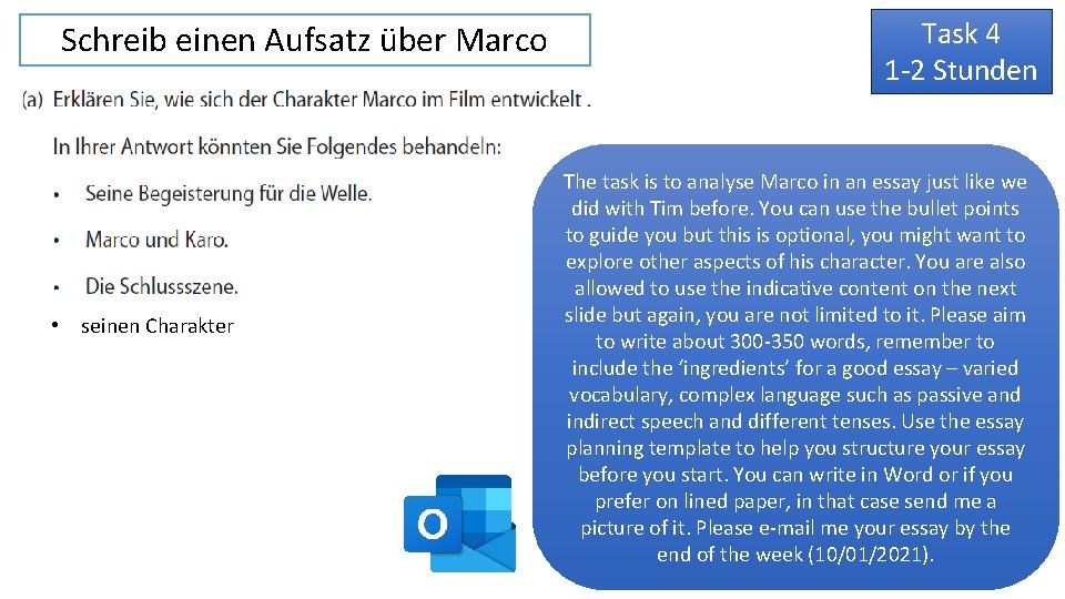 Schreib einen Aufsatz über Marco • seinen Charakter Task 4 1 -2 Stunden The