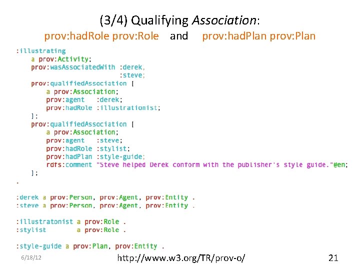 (3/4) Qualifying Association: prov: had. Role prov: Role and prov: had. Plan prov: Plan