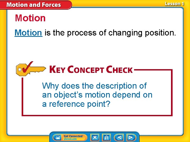 Motion is the process of changing position. Why does the description of an object’s