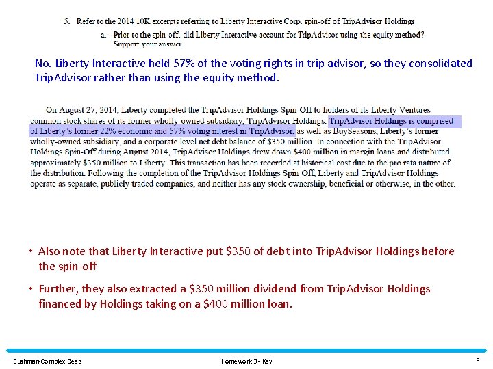 No. Liberty Interactive held 57% of the voting rights in trip advisor, so they