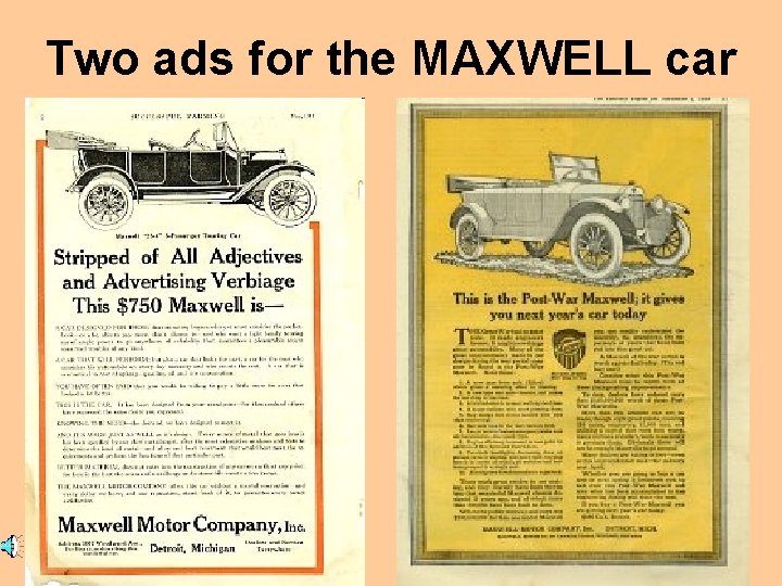 Two ads for the MAXWELL car 