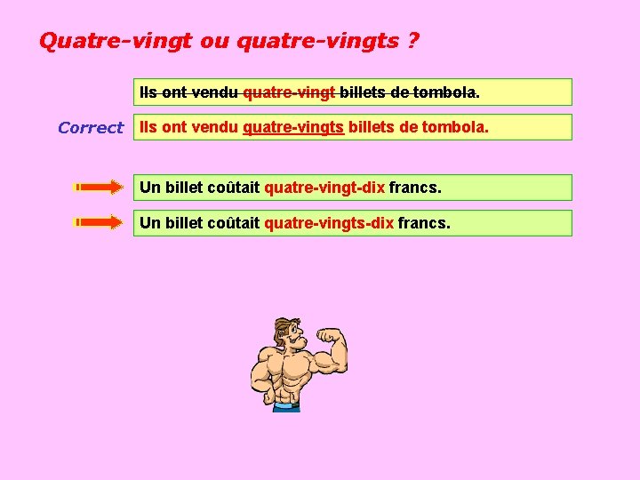 Quatre-vingt ou quatre-vingts ? Ils ont vendu quatre-vingt billets de tombola. Correct Ils ont