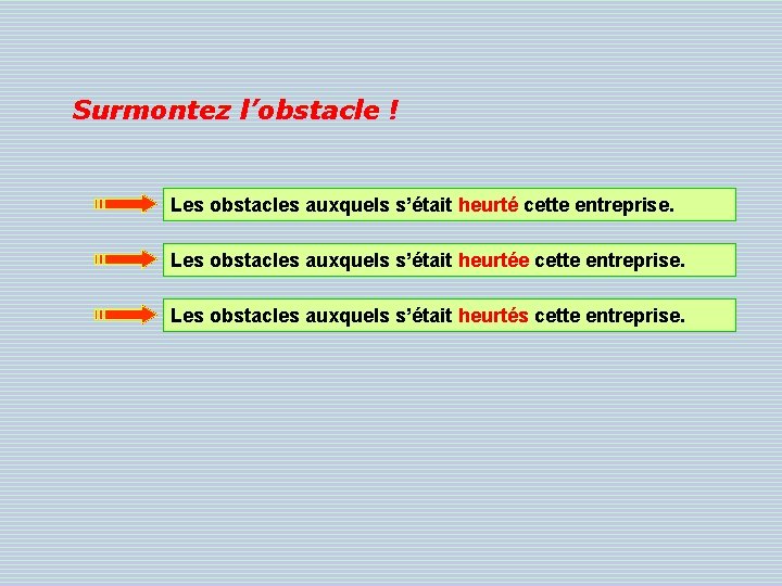 Surmontez l’obstacle ! Les obstacles auxquels s’était heurté cette entreprise. Les obstacles auxquels s’était