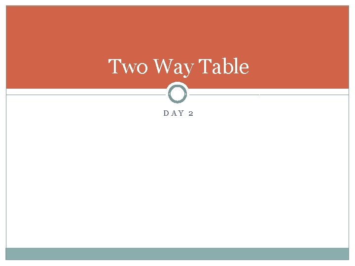 Two Way Table DAY 2 