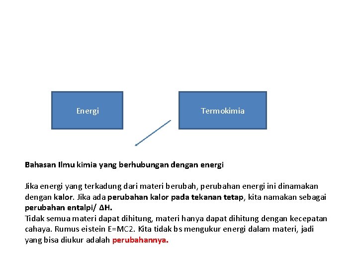 Energi Termokimia Bahasan Ilmu kimia yang berhubungan dengan energi Jika energi yang terkadung dari