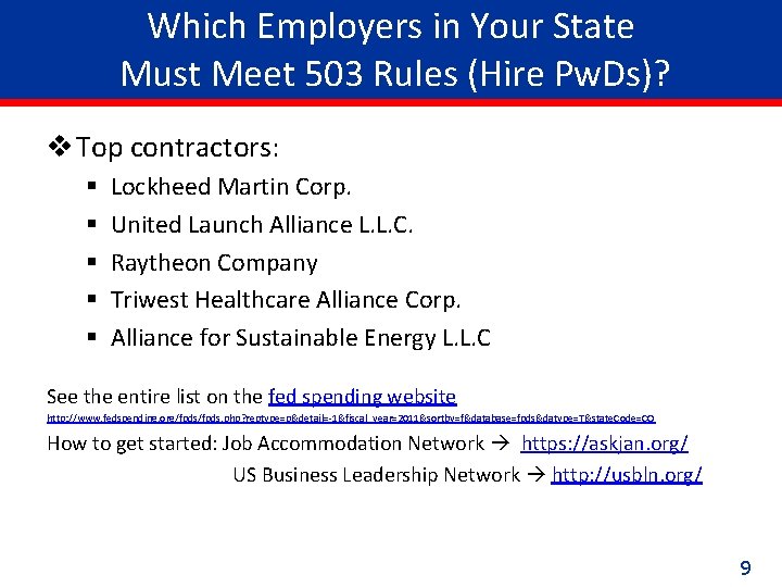 Which Employers in Your State Must Meet 503 Rules (Hire Pw. Ds)? v Top