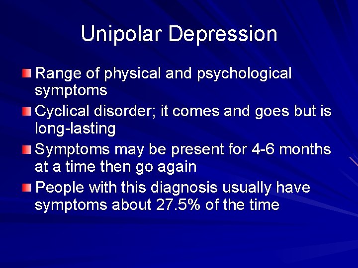 Unipolar Depression Symptoms And Features Biological Explanation Biochemical