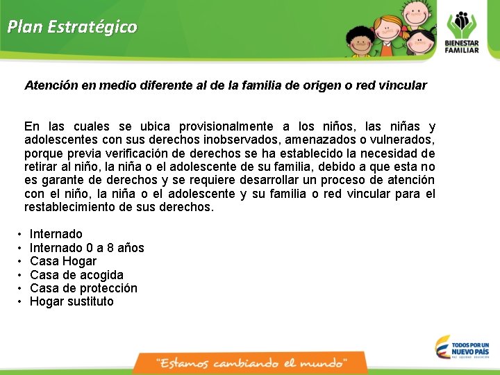 Plan Estratégico Atención en medio diferente al de la familia de origen o red