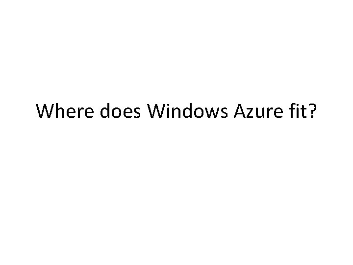 Where does Windows Azure fit? 