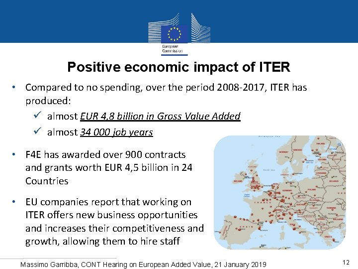 Positive economic impact of ITER • Compared to no spending, over the period 2008