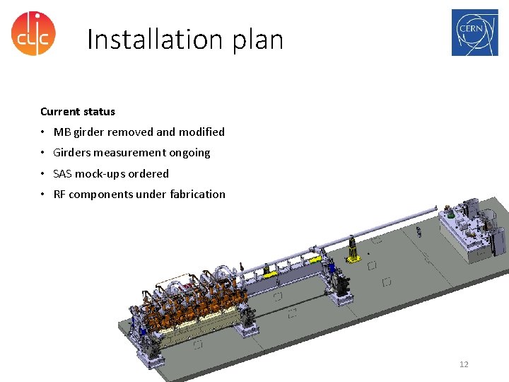 Installation plan Current status • MB girder removed and modified • Girders measurement ongoing